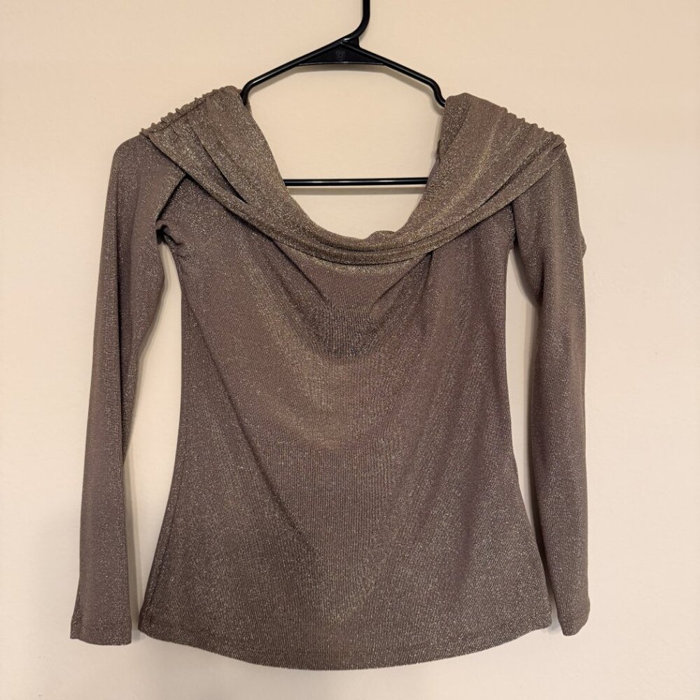 Banana Republic Off-Shoulder Sparkle Top Gold Size S - Picture 4 of 10